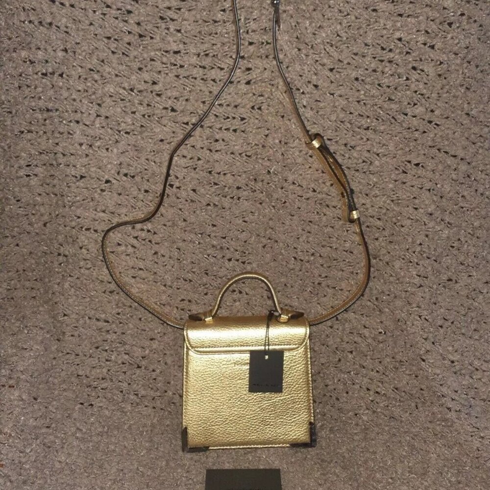 MACKAGE-RUBIE-Gold Leather-Arrow Clasped Handbag/Crossbody-NEW WITH TAG - Picture 4 of 10
